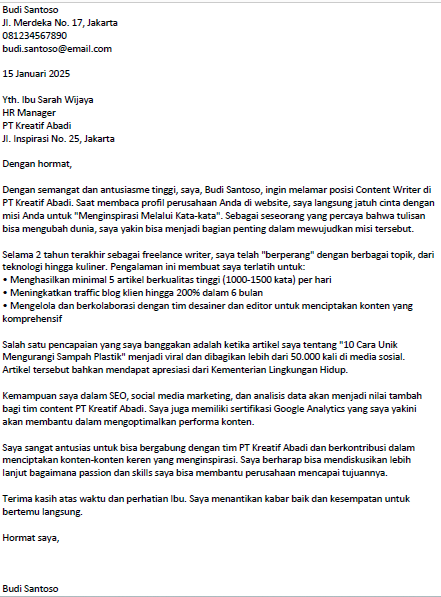 Surat Lamaran Kerja